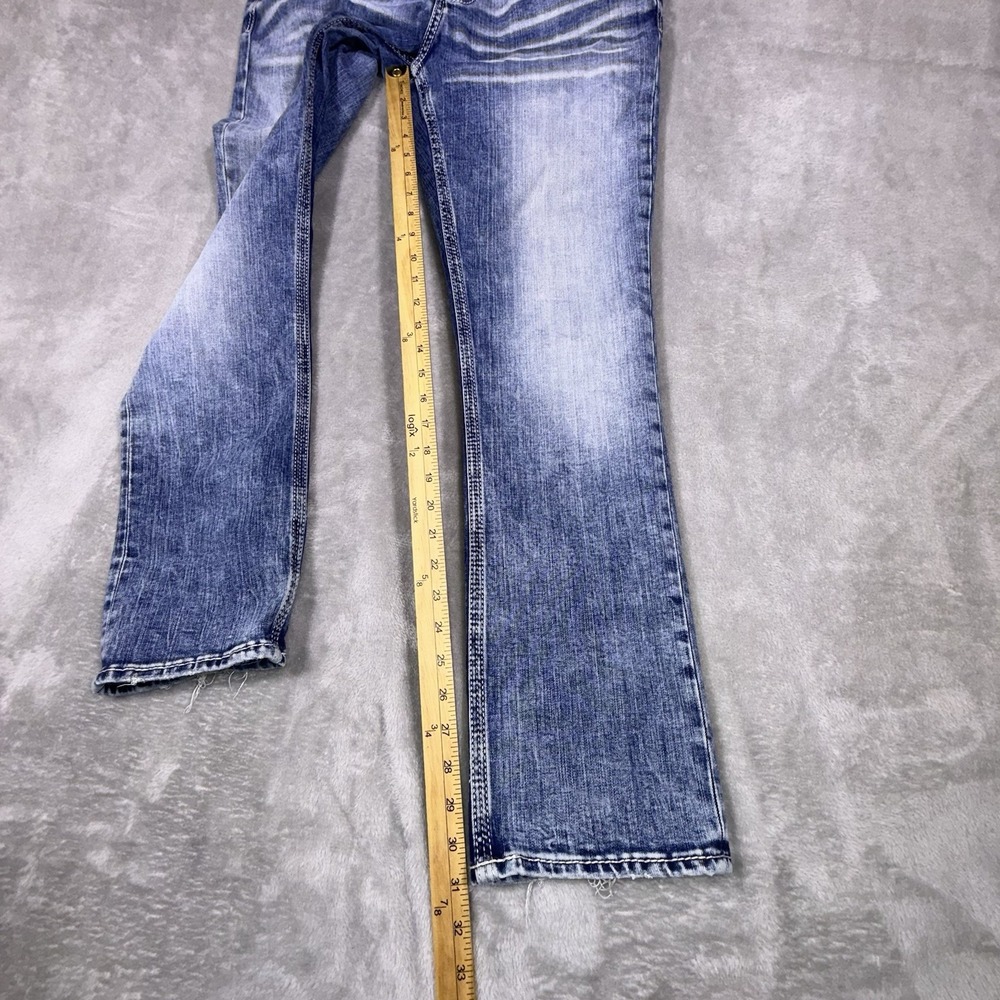 BKE Mason Straight Tapered Stretch Jeans Mens 33x32 (Fits 33x31) Blue Whiskered - Picture 5 of 11